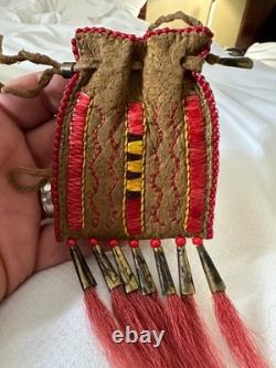 Beautiful Native American Beaded Leather Tobacco Bag, Medicine / Indian Pouch
