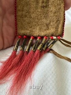 Beautiful Native American Beaded Leather Tobacco Bag, Medicine / Indian Pouch