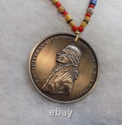 Beautiful Native American Indian Trade Bead Peace Medal Necklace