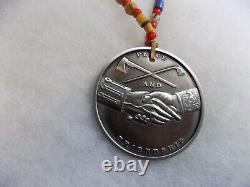 Beautiful Native American Indian Trade Bead Peace Medal Necklace