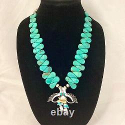 Beautiful Native American Turquoise S/S Multi-Stone Inlay Eagle Dancer Necklace