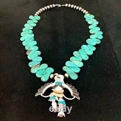 Beautiful Native American Turquoise S/S Multi-Stone Inlay Eagle Dancer Necklace