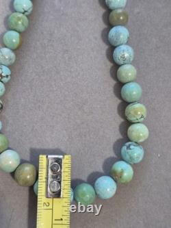 Beautiful Native American Turquoise sterling beaded necklace 56.9 grams
