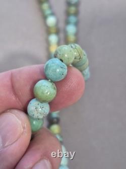Beautiful Native American Turquoise sterling beaded necklace 56.9 grams