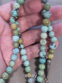 Beautiful Native American Turquoise sterling beaded necklace 56.9 grams
