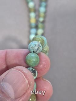 Beautiful Native American Turquoise sterling beaded necklace 56.9 grams