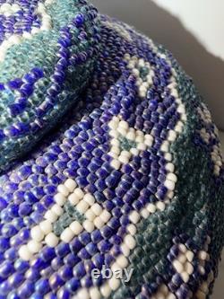 Beautiful OLD Native American Handwoven Glass Beaded Basket/Lid Probably Paiute
