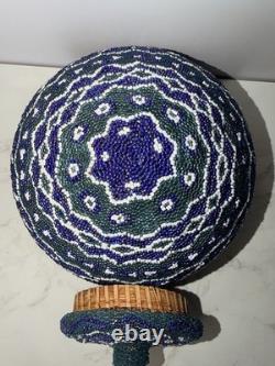 Beautiful OLD Native American Handwoven Glass Beaded Basket/Lid Probably Paiute