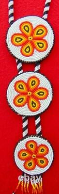 Beautiful Vintage Native American 3 Large Beaded Rosetteschoctaw Signed & Dated