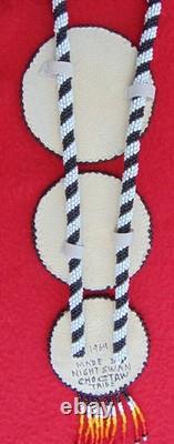 Beautiful Vintage Native American 3 Large Beaded Rosetteschoctaw Signed & Dated