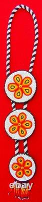 Beautiful Vintage Native American 3 Large Beaded Rosetteschoctaw Signed & Dated