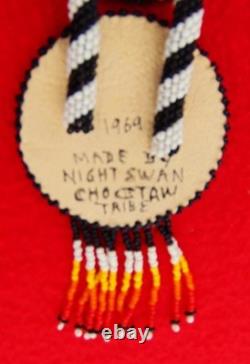 Beautiful Vintage Native American 3 Large Beaded Rosetteschoctaw Signed & Dated