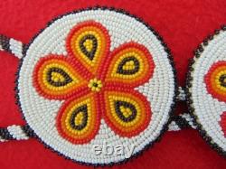 Beautiful Vintage Native American 3 Large Beaded Rosetteschoctaw Signed & Dated