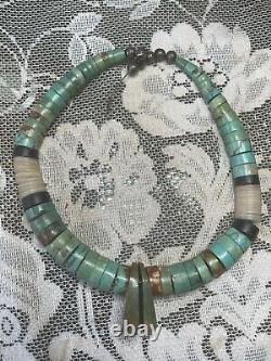 Beautiful Vintage Native American Navajo Turquoise Beaded Necklace NEEDS REPAIR