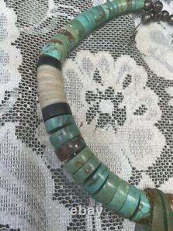 Beautiful Vintage Native American Navajo Turquoise Beaded Necklace NEEDS REPAIR