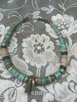 Beautiful Vintage Native American Navajo Turquoise Beaded Necklace NEEDS REPAIR