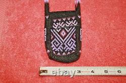 Beautiful Vintage Sioux Native American Purple & Black Beads Purse Pouch