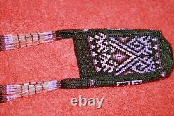 Beautiful Vintage Sioux Native American Purple & Black Beads Purse Pouch