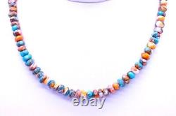 Blue Kingman Mohave Arizona Turquoise & Orange Spiny Oyster Gemstone Necklace