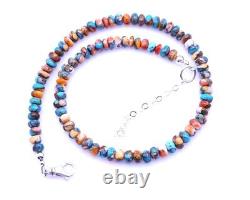 Blue Kingman Mohave Arizona Turquoise & Orange Spiny Oyster Gemstone Necklace