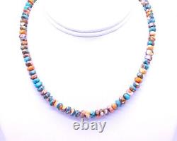 Blue Kingman Mohave Arizona Turquoise & Orange Spiny Oyster Gemstone Necklace