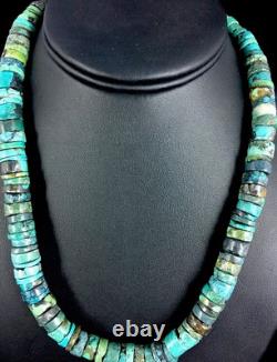Blue Turquoise Bead 8mm Heishi Navajo Sterling Silver Necklace 20 1135
