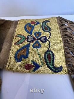 C. 1880 Blackfoot NATIVE AMERICAN INDIAN Beaded Tobacco Pouch Bag