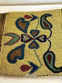 C. 1880 Blackfoot NATIVE AMERICAN INDIAN Beaded Tobacco Pouch Bag