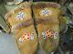 CIRCA 1950s NATIVE AMERICAN BEADED GAUNTLETS CANADA SIOUX CREE DOESKIN FRINGE