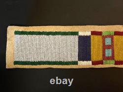 CROW-SIOUX BEADED LEATHER STRAP Authentic Antique Native American Hand-Made Art