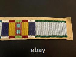 CROW-SIOUX BEADED LEATHER STRAP Authentic Antique Native American Hand-Made Art