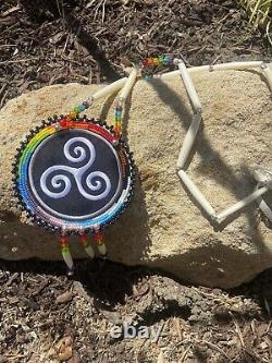 Celtic Gay pride beaded medallion Native American Made LGBTQ Pride triskelion