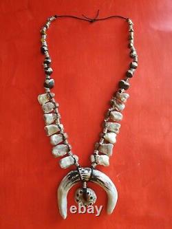 Cherokee tribe natives america ethnic necklace primitive jewelry pendant teeth k