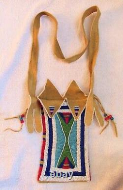 Cheyenne Indian Bead Beadwork Beaded & Leather Medicine Tobacco Bag Pouch