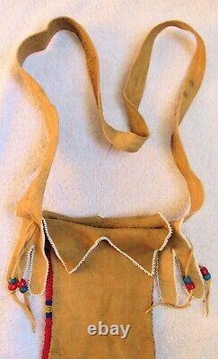 Cheyenne Indian Bead Beadwork Beaded & Leather Medicine Tobacco Bag Pouch