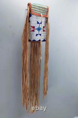 Contemporary Northern Plains Native American Deer Skin Pouch / Bag Bead Work Fri