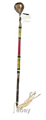 Coup Stick Original Native American Indian Beaded Hide Wood 29 Late 1800s
