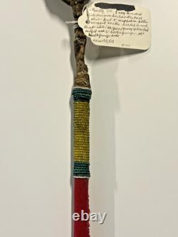 Coup Stick Original Native American Indian Beaded Hide Wood 29 Late 1800s