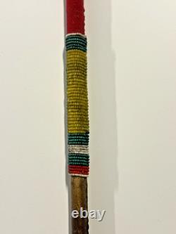 Coup Stick Original Native American Indian Beaded Hide Wood 29 Late 1800s