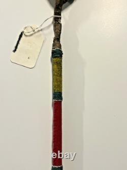 Coup Stick Original Native American Indian Beaded Hide Wood 29 Late 1800s