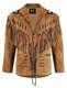 Cowboy Western Jacket Real Suede Leather Fringe Beads Native American Style