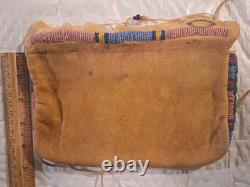 Crow Beaded Smoked Brain Tanned Buckskin Sewing Bag
