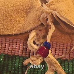 Crow Beaded Smoked Brain Tanned Buckskin Sewing Bag