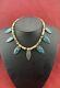 Cultured turquoise arrowhead necklace native American made white mountain beads