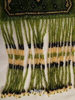Dazzling Micro-Beaded Antique Clutch Purse Handbag Native American Style Green