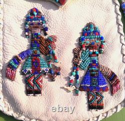 Deerskin Leather Native American Kachina Expertly Beaded Bag 6 by 8 inch