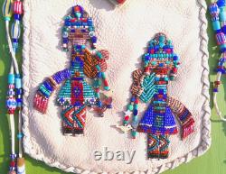 Deerskin Leather Native American Kachina Expertly Beaded Bag 6 by 8 inch
