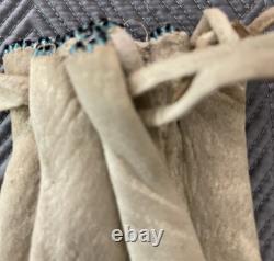 Early 19th c Native American Deer Skin Beaded Pouch Beautiful Classic Design
