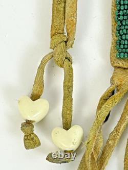 Early Native American Plains-Style Beaded Leather Pouch Fringe 1920s-40s