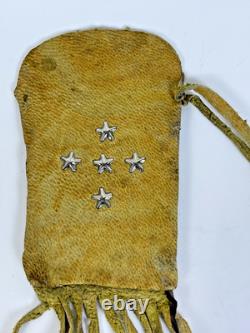 Early Native American Plains-Style Beaded Leather Pouch Fringe 1920s-40s